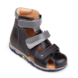 TW-272 (цв.22-черный/серый) Туфли (Три ремня на велкро (липучке))